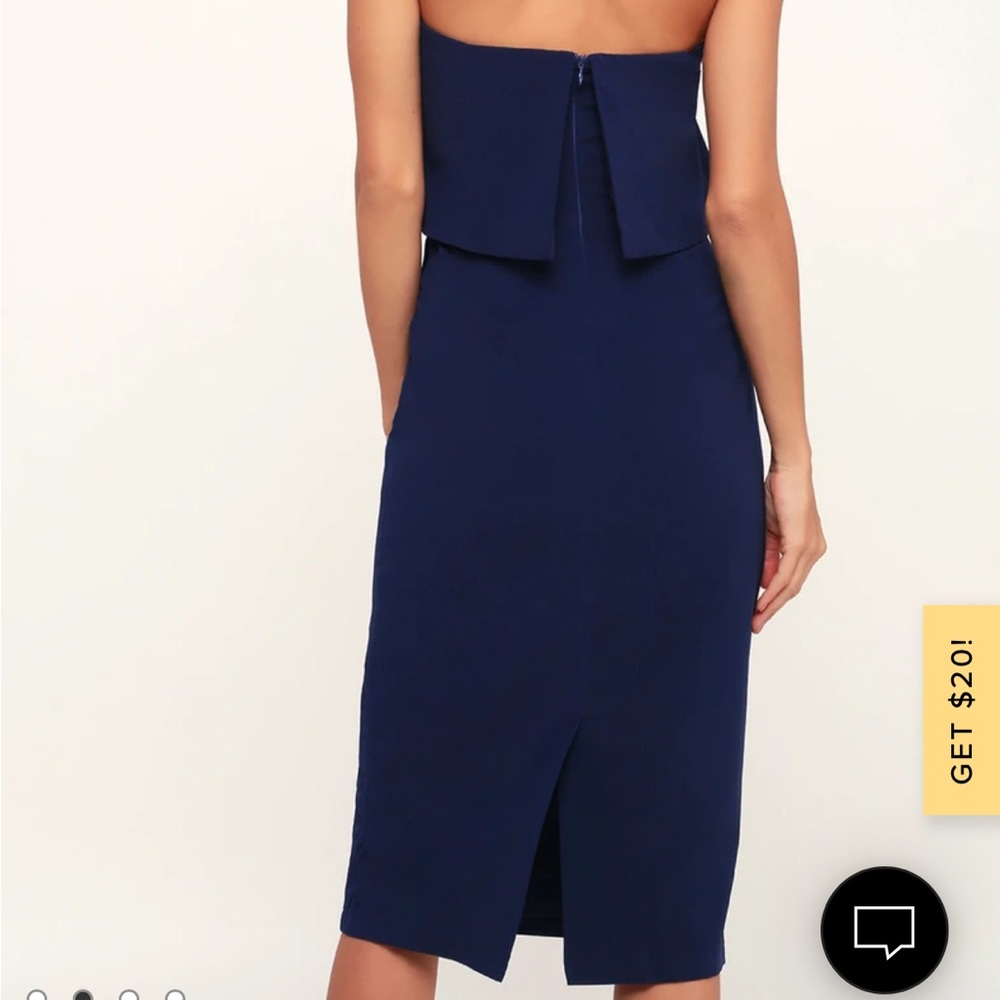 Lulus Lots of Love Navy Blue Strapless Midi Dress - Picture 2 of 7